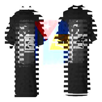 Half Cuba Barbados Flag Cuban Barbadian Pride Roots T-Shirt | Mazezy