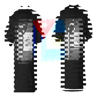 Half Cuba Guatemala Flag Cuban Guatemalan Pride Roots T-Shirt | Mazezy