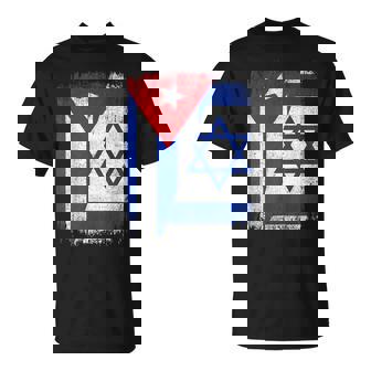 Half Cuba Israel Flag Cuban Israelis Pride Roots T-Shirt | Mazezy