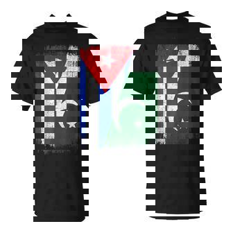 Half Cuba Pakistan Flag Cuban Pakistani Pride Roots T-Shirt | Mazezy