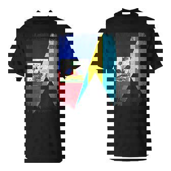 Half Haiti Bahamas Flag Haitian Bahamian Pride Roots T-Shirt | Mazezy