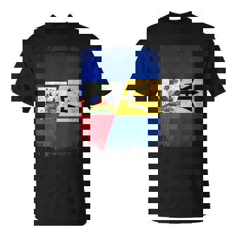 Half Haiti Barbados Flag Haitian Barbadian Pride Roots T-Shirt | Mazezy