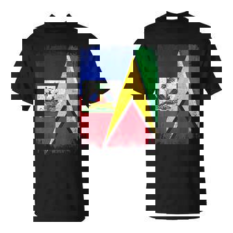 Half Haiti Guyana Flag Haitian Guyanese Pride Roots T-Shirt | Mazezy