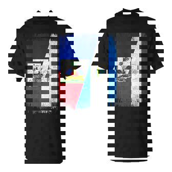 Half Haiti Nicaragua Flag Haitian Nicaraguan Pride Roots T-Shirt | Mazezy