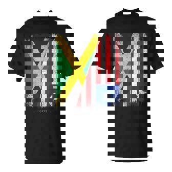 Half Jamaica Liberia Flag Jamaican Liberian Pride Roots T-Shirt | Mazezy