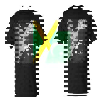 Half Jamaica Pakistan Flag Jamaican Pakistani Pride Roots T-Shirt | Mazezy