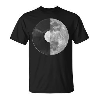 Half Mooninyl Record – Music Lover Lunar Graphic Tシャツ - Kawaiitshirt