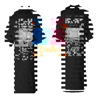 Halloween Pumpkin Gender Reveal He Or She Brother To Be T-Shirt - Monsterry