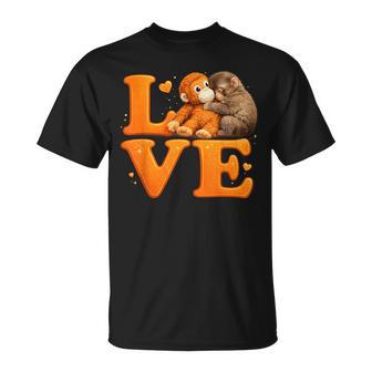Hang In There Punch Monkey Cute Baby Macaque Plush Friend T-Shirt | Mazezy