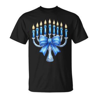Hanukkah Menorah Happy Hanukkah Coquette Bow Girl Women T-Shirt | Mazezy
