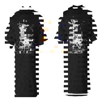 Happy Cow With Bell And Lavender Blooms T-Shirt | Mazezy