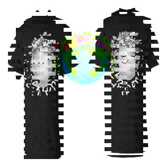 Happy Earth Day 2026 Floral Mother Earth Flower Crown Green T-Shirt - Seseable