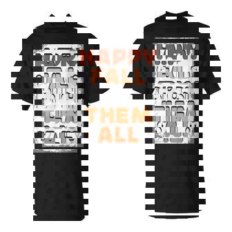 Happy Fall Brush Them All Tooth Thanksgiving Dental Dentist T-Shirt - Thegiftio