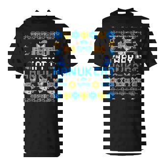 Happy Hanukcat Ugly Hanukkah Sweater Cat Kitten Lover Tank Top T-Shirt | Mazezy