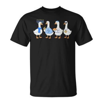 Happy Hanukkah Jewish Silly Goose Chanukah Menorah Hebrew T-Shirt | Mazezy
