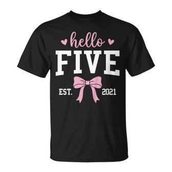 Hello Five Est 2021 5Th Birthday 5 Years Old T-Shirt - Thegiftio UK