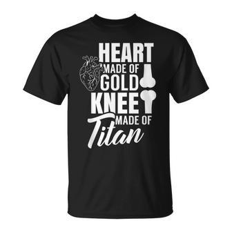 Herz Aus Gold Knie Aus Titan Erholung Op Operation T-Shirt - Geschenkecke