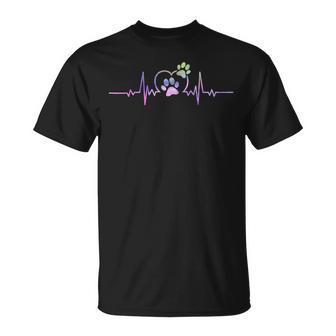 Herzschlag Hunde Pfoten Frequenz Hundeliebe Hunde Mit Herz T-Shirt - Geschenkecke