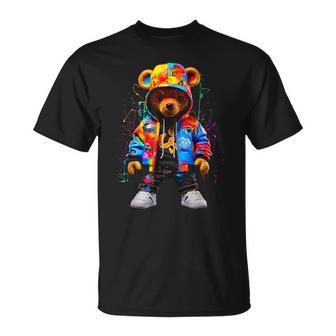 Hip-Hop Teddy-Bear Colorful Teddybear With Graphic T-Shirt - Thegiftio UK