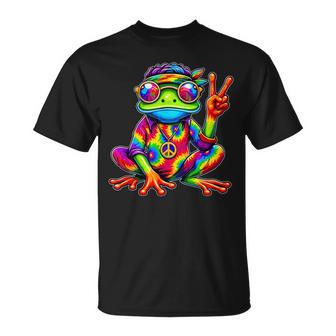 Hippie Tie-Dye Frog 70S Party & 60S Costume Peace Sign T-Shirt - Thegiftio UK