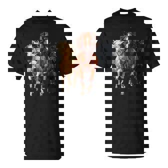 Horse Running Trio Wild Horses Equestrian Art For Horsey T-Shirt - Monsterry