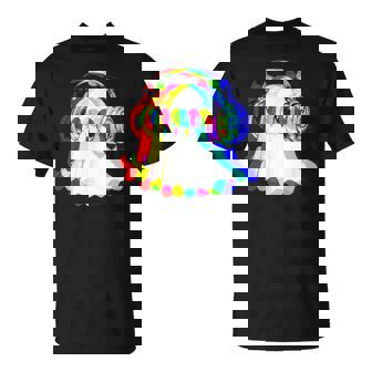 House Music Ghost Dj Rave Color Optical Illusion Halloween T-Shirt | Seseable FR