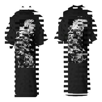 Hyena With Guitar Rocker Animal Punk Grunge Aesthetic T-Shirt | Mazezy