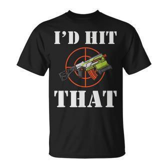 ID Hit That Nerf Blaster Crosshair Range Humor T-Shirt | Mazezy