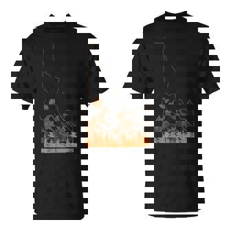 Idaho State Outline Mountains Minimalist Line Art T-Shirt | Mazezy