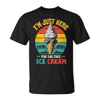 I'm Just Here For The Free Ice Cream Cruise Boat Cruising T-Shirt - Thegiftio