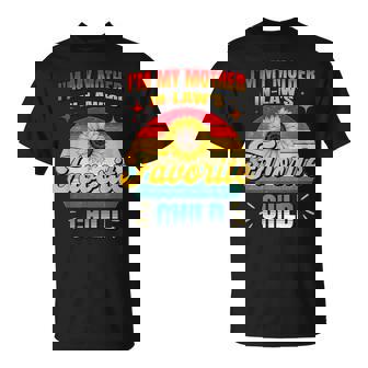 I'm My Mother In Law's Favorite Child Retro Sunset Sunflower T-Shirt | Mazezy