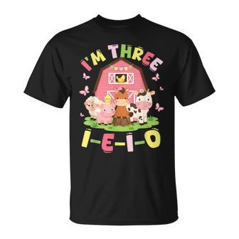 I'm Three I-E-I-O 3 Years Old Farm Animal Birthday T-Shirt - Monsterry