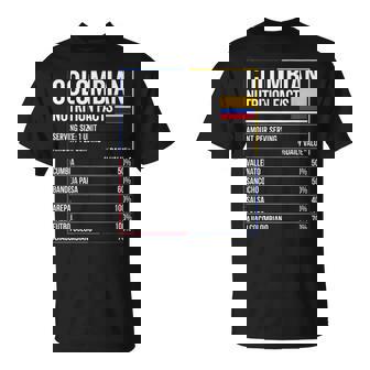 Información Nutricional Colombiana Comida Comida Colombia Camiseta unisex - Regaloses