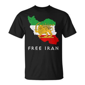 Iran Flagge Karte Löweonnechwert Free Iran Unterstützung Frauen Des Iran T-Shirt - Geschenkecke
