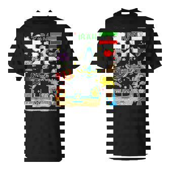 Iran Map Persian Heritage Culture Icons Art T-Shirt | Mazezy