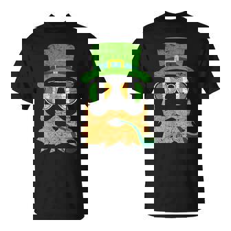 Irish Green Leprechaun Face Vintage Sunglasses T-Shirt | Mazezy