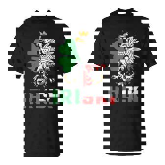 Iriski Half Irish Polish Ireland Poland St Patrick's Day T-Shirt | Mazezy
