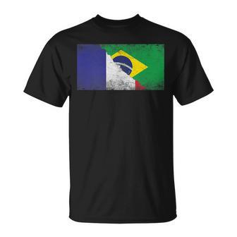 Irreverent Drapeaux France & Brésil Adulte Noir Motifintage Drapeaux France & Brésil T-Shirt - Cadeauxyz