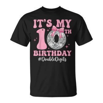 It's My 10Th Birthday Girl Double Digits Bow Disco Ball T-Shirt - Thegiftio UK