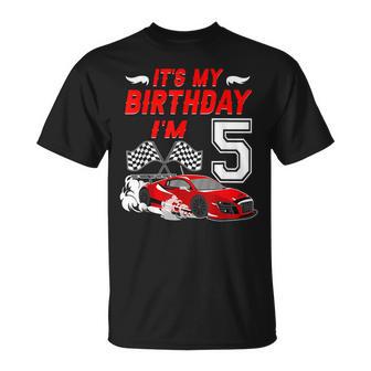 It's My 5Th Birthday Boy Race Car Racing 5 Years Old T-Shirt - Thegiftio UK