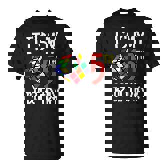 It's My 5th Birthday Years Old Rubixk Cube Speed Cubing Kids T-Shirt | Mazezy