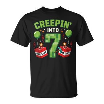 It's My 7Th Birthday Boy Gamer Creepin’ Into 7 Gamer Pixel T-Shirt | Seseable UK