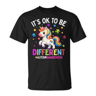 It's Ok To Be Different Autism Awareness Unicorn Boy Girl T-Shirt | Mazezy