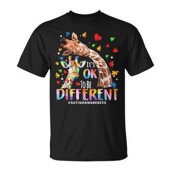Its Ok To Be Different Autism Mom Mama Cute Giraff Autism T-Shirt | Seseable FR