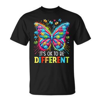 It's Ok To Be Different Butterfly Autism Awareness T-Shirt | Mazezy
