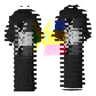 Jamaica Romania Half Flag Jamaican Romanian Heritage T-Shirt | Mazezy