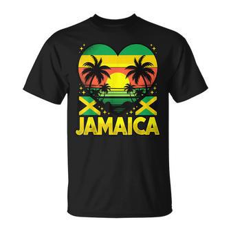 Jamaican Flag Heart Vintage Jamaica T-Shirt | Mazezy