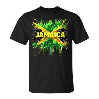 Jamaican Flag Splash Jamaica T-Shirt | Mazezy