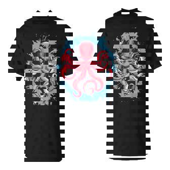 Japan Gyotaku Tradition Japanese Calligraphy Octopus T-Shirt | Mazezy