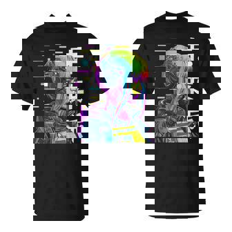 Japanese Cyber Aesthetic Cyberdelic Glitch Sci Fi Girl Tank Top T-Shirt | Mazezy